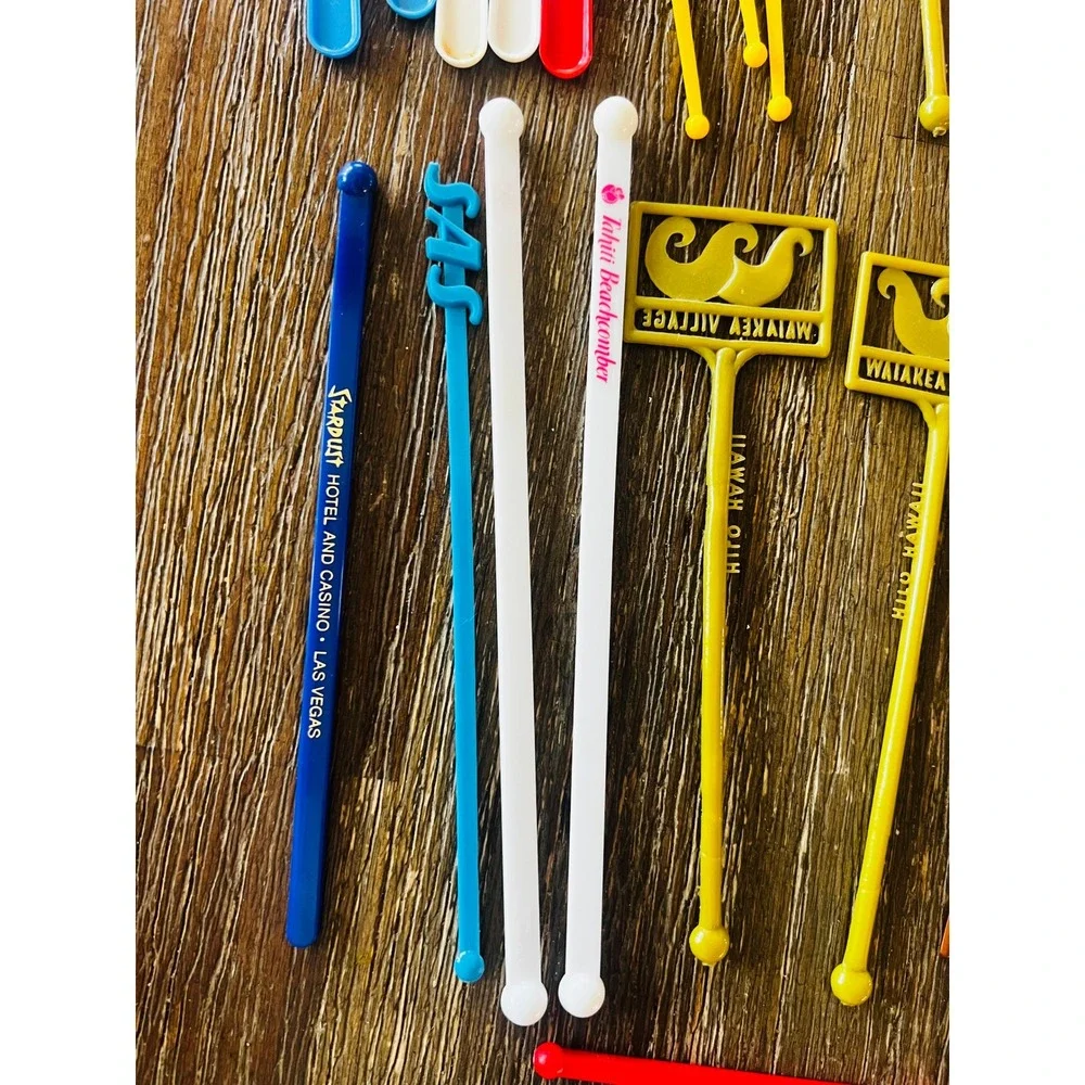 Vintage Swizzle Stick Lot 28pc Pan Am Las Vegas Hotels Airlines Barware Stirrers